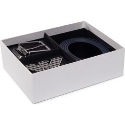 Pasek Męski EMPORIO ARMANI - Y4S270 YLP4X 88017 Blue/Black. Niebieskie paski męskie Emporio Armani, w paski, ze skóry. Za 679,00 zł.