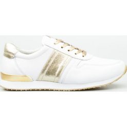 Sneakersy skórzane białe złote. Żółte buty sportowe damskie Inny, bez wzorów, eleganckie. W wyprzedaży za 129,69 zł.
