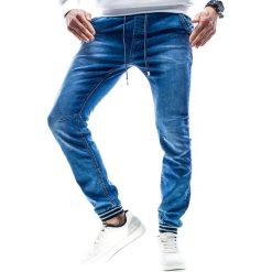 Spodnie męskie jeansowe niebieskie jogger Recea. Niebieskie spodnie męskie Recea, s, bez wzorów, z bawełny. Za 139,99 zł.