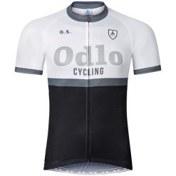 Odlo Koszulka rowerowa Stand-up collar s/s Ride biało-czarna r.L (410972). Białe odzież rowerowa męska marki Odlo, l. Za 93,69 zł.