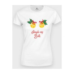 Koszulka damska Jingle Bells dla dziewczyny. Bluzki dziewczęce MegaKoszulki, bez wzorów, z bawełny, z podwójnym kołnierzykiem, bez rękawów, bez kaptura. Za 49,90 zł.