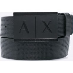 Armani Exchange - Pasek skórzany. Niebieskie paski męskie Armani Exchange, w paski, ze skóry. Za 339,90 zł.