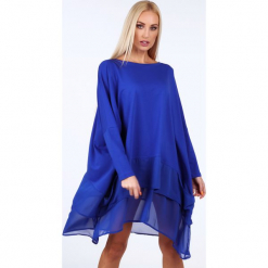 Chabrowa tunika oversize 4042. Niebieskie tuniki damskie Fasardi, l. Za 94,00 zł.