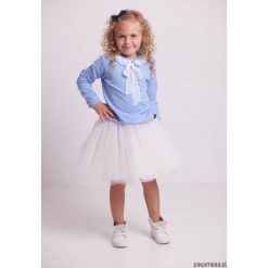Bluzy dziewczęce rozpinane: Błękitna bluza dresowa z falbanką