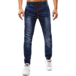 Joggery męskie: Joggery męskie jeansowe niebieskie (ux1089)