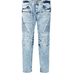 Dżinsy biker ze stretchem Slim Fit Straight bonprix niebieski "bleached”. Niebieskie jeansy męskie bonprix, m, bez wzorów. Za 149,99 zł.