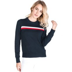 Tommy Hilfiger Essential Global Sweter Niebieski. Niebieskie bluzy damskie TOMMY HILFIGER, s, bez wzorów, z bawełny, bez rękawów, bez kaptura. Za 426,95 zł.