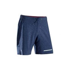 Spodenki do biegania RUN DRY+ męskie. Niebieskie spodenki i szorty męskie marki KALENJI, z elastanu. W wyprzedaży za 34,99 zł.