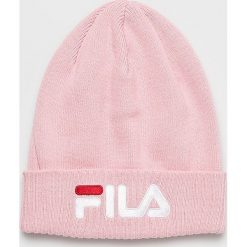 Fila - Czapka. Szare czapki zimowe damskie marki Fila, na zimę, z nadrukiem, z bawełny. Za 129,90 zł.