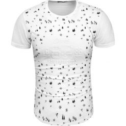 Koszulka męska t-shirt 3D biały Recea. Białe koszulki męskie Recea, xl, z nadrukiem, z bawełny, bez kołnierzyka, bez rękawów. W wyprzedaży za 19,99 zł.