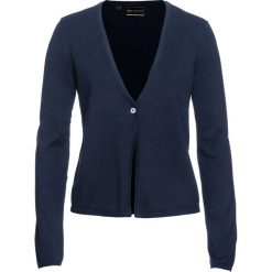 Sweter rozpinany bonprix ciemnoniebieski. Niebieskie swetry damskie bonprix, bez wzorów, bez rękawów, bez kaptura. Za 69,99 zł.
