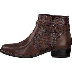 Tamaris Botki damskie 1-1-25364-23-442 Chestnut / Croco (rozmiar 40). Brązowe botki damskie Tamaris, ze skóry, bez obcasa, bez zapięcia. W wyprzedaży za 254,00 zł.