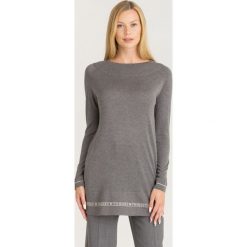 SWETER MAXI TWINSET. Szare swetry damskie Twinset, xs, z aplikacjami, z kaszmiru, bez rękawów, bez kaptura. Za 444,50 zł.