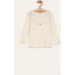 Tommy Hilfiger - Longsleeve dziecięcy 98-176 cm. Szare bluzki dziewczęce TOMMY HILFIGER, z nadrukiem, z bawełny, z okrągłym kołnierzem, z długim rękawem, długie, bez kaptura. Za 149,90 zł.
