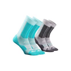 Skarpety turystyczne SH520 X-WARM mid junior. Czarne skarpetki męskie marki DOMYOS, z elastanu. Za 39,99 zł.