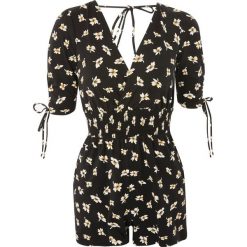 Kombinezony damskie: Topshop SHIRED WAIST FLOWER Kombinezon black