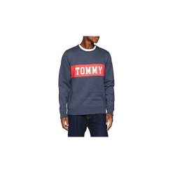 Bluzy Tommy Jeans DM0DM05257 PANEL LOGO CREW. Czarne bluzy męskie Tommy Jeans, s, bez wzorów, z jeansu, bez kołnierzyka, bez rękawów, bez kaptura. Za 295,98 zł.