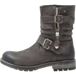 Botki damskie: Be Natural WIDE FIT Botki kowbojki i motocyklowe graphite