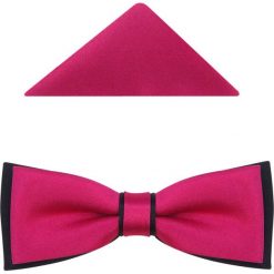 Różowo/amarantowo-czarna mucha męska slim B61. Różowe muszki męskie Modini Moda Męska, na co dzień, bez wzorów, z tkaniny, eleganckie. Za 49,50 zł.