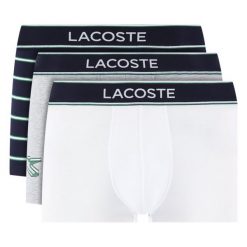 Komplet 3 par bokserek Lacoste 5H3424. Bokserki męskie Lacoste, bez wzorów, z elastanu. W wyprzedaży za 139,00 zł.