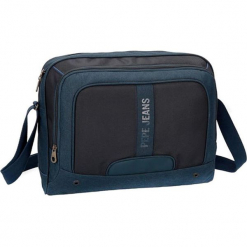 Torba w kolorze niebieskim na laptopa - (S)39 x (W)31 x (G)11 cm. Niebieskie torby na laptopa marki Pepe Jeans, w paski, z materiału. W wyprzedaży za 109,95 zł.