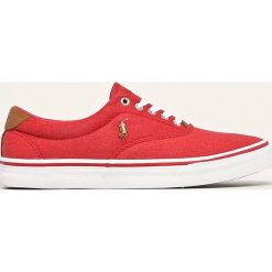 Polo Ralph Lauren - Tenisówki. Czerwone trampki męskie Polo Ralph Lauren, bez wzorów, ze skóry, na sznurówki. Za 339,90 zł.