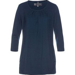Długi shirt z kieszeniami bonprix ciemnoniebieski. Niebieskie koszulki damskie bonprix, bez wzorów, bez kołnierzyka, z długim rękawem. Za 79,99 zł.