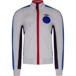 Bluza AERONAUTICA MILITARE. Niebieskie bluzy męskie Aeronautica Militare, z aplikacjami, prążkowane, ze stójką, bez rękawów, bez kaptura. Za 699,00 zł.