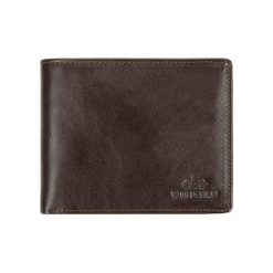 Portfele męskie: Skórzany portfel w kolorze brązowym – (D)13 x (S)10 cm