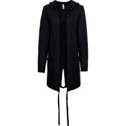 Sweter bez zapięcia z kieszeniami i kapturem bonprix czarny. Czarne swetry damskie bonprix, bez wzorów, bez rękawów. Za 89,99 zł.