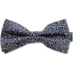 Granatowa Mucha w Motyw Florystyczny, Męska MUVRN0026. Niebieskie muszki męskie Vernon, na imprezę, w paski, eleganckie. Za 29,00 zł.