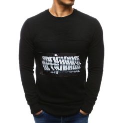 Bluzy męskie: Bluza męska z naszywką czarna (bx2226)
