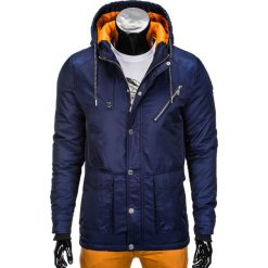 KURTKA MĘSKA PRZEJŚCIOWA PARKA C302 - GRANATOWA. Niebieskie kurtki męskie marki Ombre Clothing, s, z poliesteru. Za 99,00 zł.
