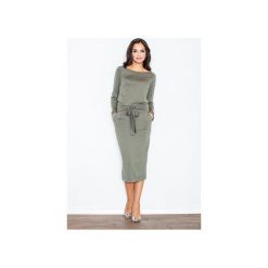 Sukienka M246 Oliwka. Zielone sukienki damskie FIGL, m, bez wzorów, bez kołnierzyka, bez rękawów. Za 129,00 zł.