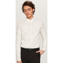Swetry klasyczne męskie: Melanżowy sweter roundneck – Biały