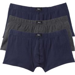 Bokserki "hipster" (3 pary) bonprix antracytowy melanż + ciemnoniebieski. Szare bokserki męskie bonprix, bez wzorów. Za 38,97 zł.
