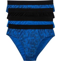 Slipy maxi (4 pary) bonprix lazurowo-czarny wzorzysty. Niebieskie slipy męskie bonprix, xl, z nadrukiem. Za 51,96 zł.