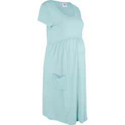 Sukienka ciążowa z tencelu, zrównoważony produkt bonprix zieleń morska. Zielone sukienki damskie bonprix, bez wzorów, z okrągłym kołnierzem, moda ciążowa, bez rękawów. Za 49,99 zł.