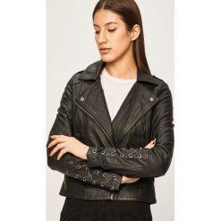 Answear - Ramoneska. Czarne kurtki damskie ANSWEAR, s, bez wzorów, ze skóry, krótkie, bez kaptura. W wyprzedaży za 179,90 zł.