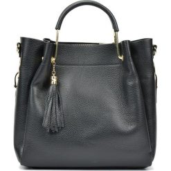 Shopper bag damskie: Skórzana torebka w kolorze czarnym – (S)31 x (W)38 x (G)10 cm