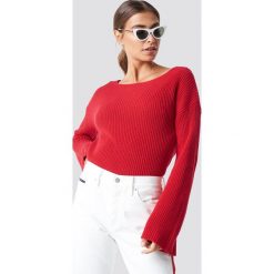 NA-KD Krótki sweter z dzianiny z długim rękawem - Red. Czerwone swetry klasyczne damskie NA-KD, z dzianiny. Za 121,95 zł.
