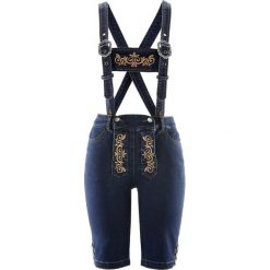 Dżinsy ludowe na szelkach bonprix ciemny denim. Czarne jeansy damskie bonprix. Za 149,99 zł.