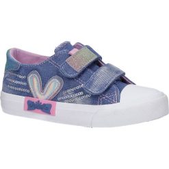 Niebieskie trampki jeansowe z brokatem na rzepy casu d8017. Niebieskie trampki dziewczęce Casu, bez wzorów, z jeansu, na rzepy. Za 44,99 zł.
