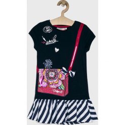 Desigual - Sukienka dziecięca 104-164 cm. Niebieskie sukienki dziewczęce Desigual, z nadrukiem, z bawełny, casualowe, bez rękawów, mini, rozkloszowane. Za 229,90 zł.