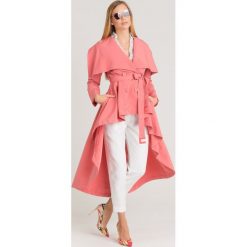 PŁASZCZ ELISABETTA FRANCHI. Pomarańczowe kurtki damskie w paski, krótkie. Za 1225,00 zł.
