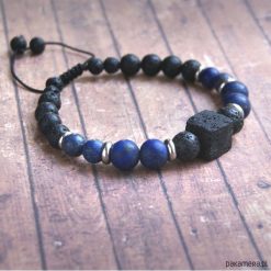 Bransoletki męskie: LUX. męska bransoletka :: LAPIS LAZULI & LAWA. M