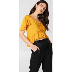 Bluzki damskie: NA-KD Boho Bluzka z rozkloszowanymi rękawami – Orange