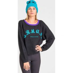 SWETER ARMANI EXCHANGE. Czarne swetry damskie Armani Exchange, xs, z haftami, z wełny, bez rękawów, bez kaptura. Za 347,40 zł.