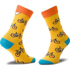 Skarpety Wysokie Unisex CUP OF SOX - Epickie Rowerowe Dyrdymałki A Kolorowy Żółty. Żółte skarpetki damskie marki Cup of sox, w kolorowe wzory, z elastanu. Za 24,00 zł.
