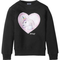 Bluza z dwustronnymi cekinami bonprix czarny. Czarne bluzy dziewczęce bonprix, z aplikacjami, bez rękawów, bez kaptura. Za 79,99 zł.
